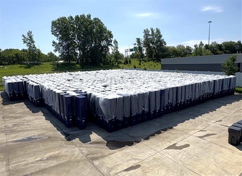 Blue recycling carts