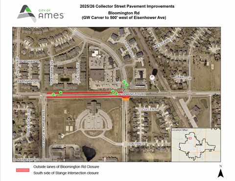 Map of lane closure