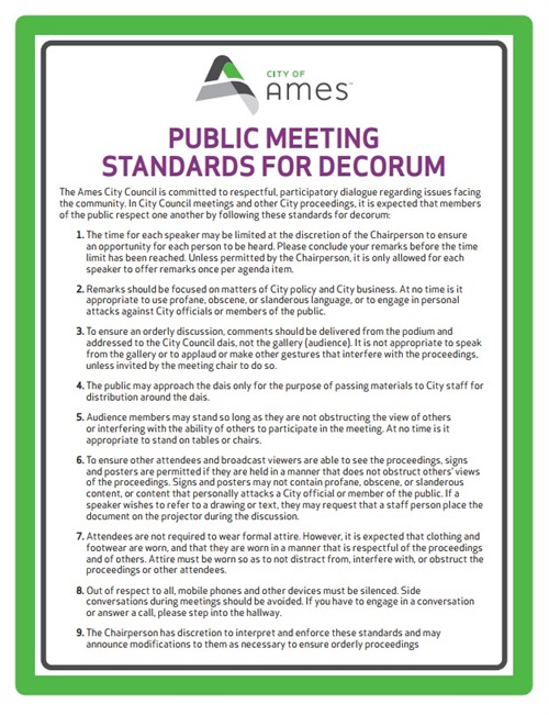Public Meeting Standards of Decorum 