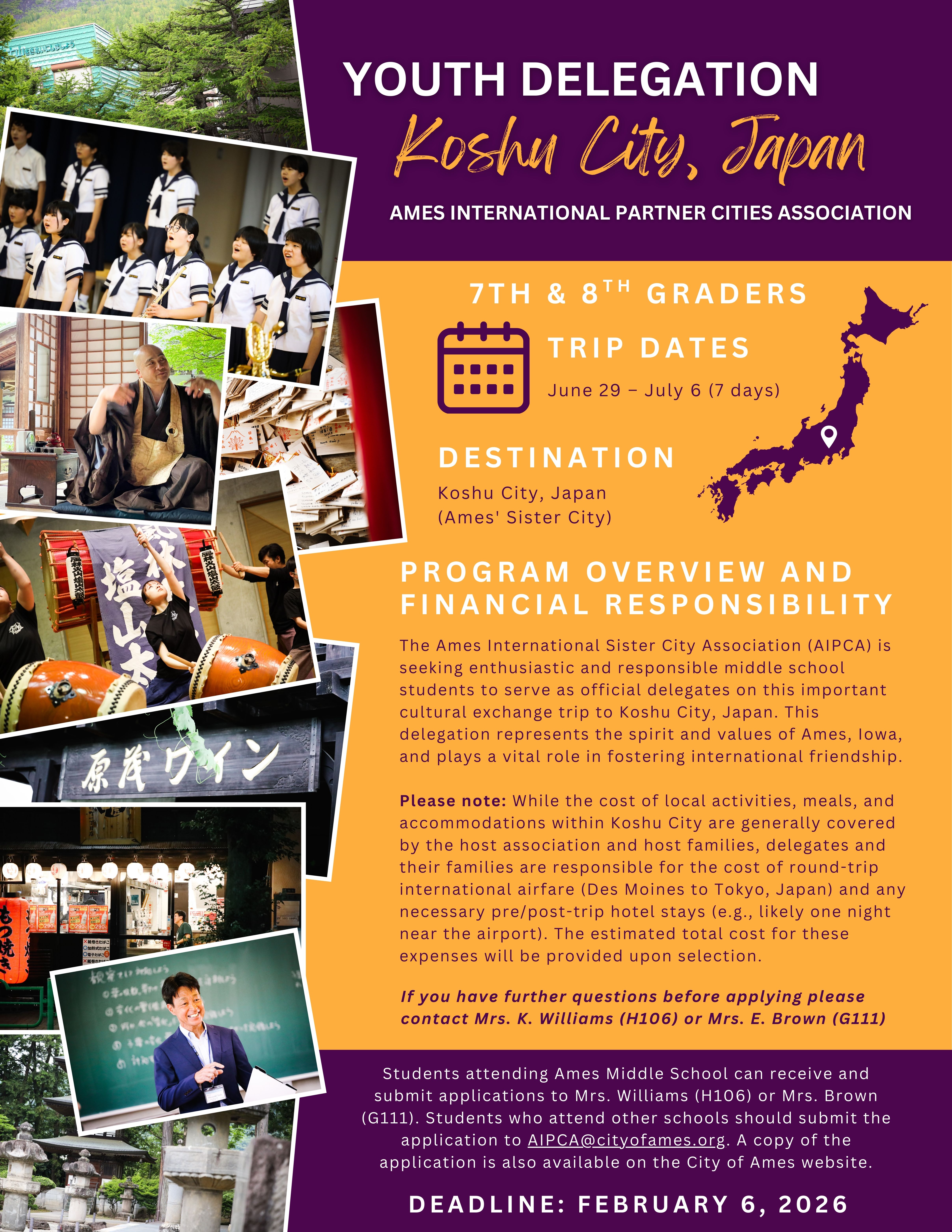 AIPCA 2026 Koshu City Trip Student Flyer