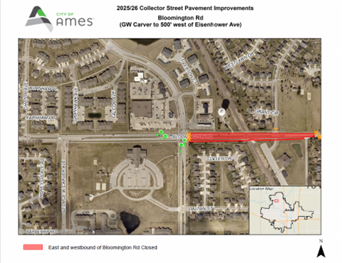 Map of Bloomington Road closure