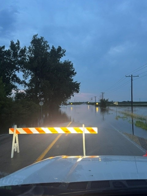 Flood water over a street