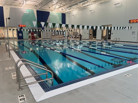 Indoor pool with lanes for lap swimming