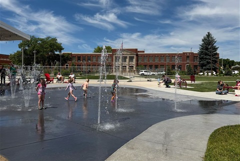 Kids playing in a splash pad