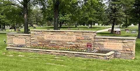 Garden of Memories wall at the Ames Municipal Cemetery