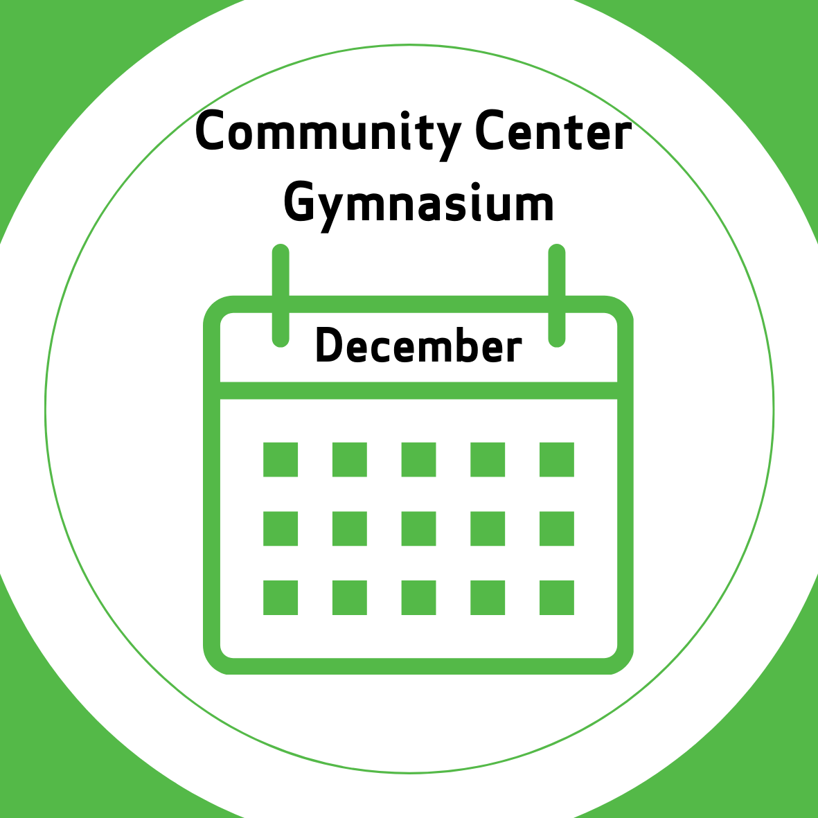 Community Center Gymnasium December Calendar