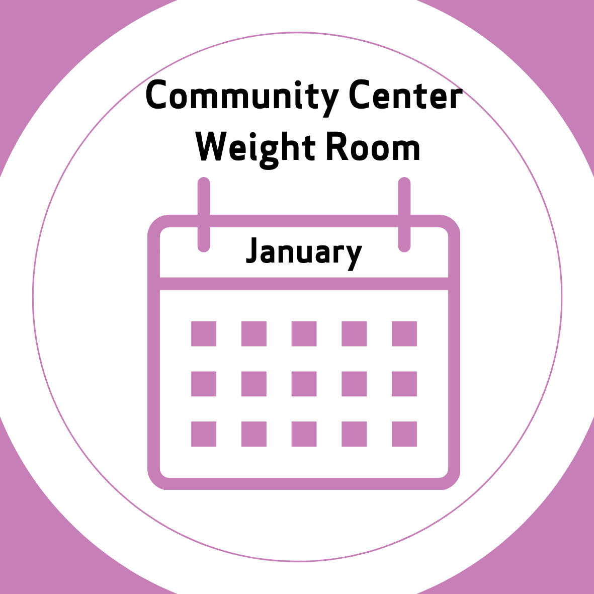 January Weight and Cardio Room Calendar