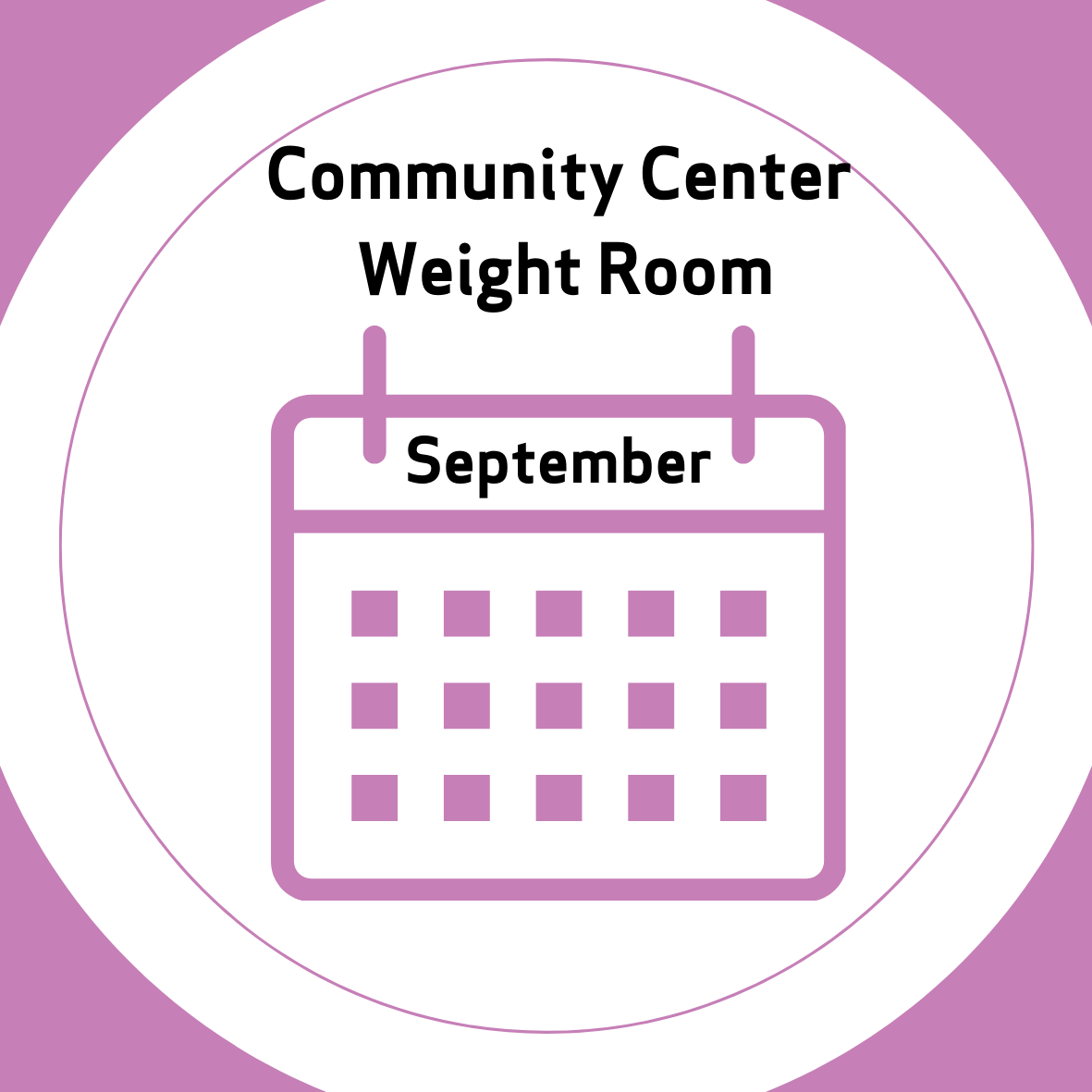 September Weight & Cardio Room Calendar
