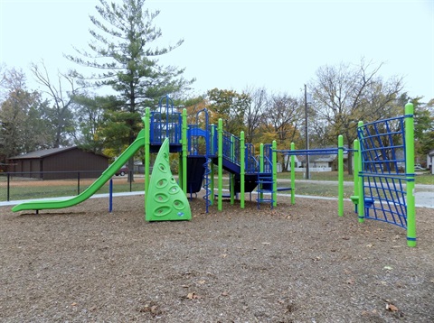 A green and blue playground