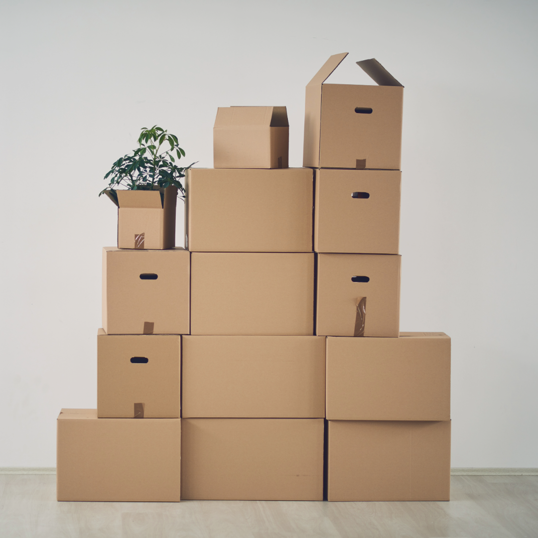 An image of boxes stacked up for moving.