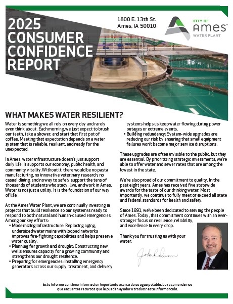Image of page 1 of the 2025 Water Quality Report
