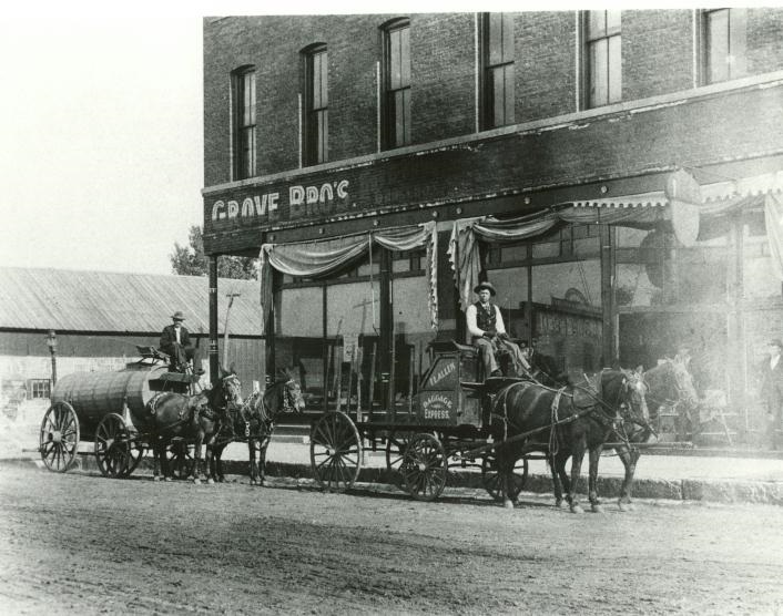 Frank Allen on a horse & buggy.