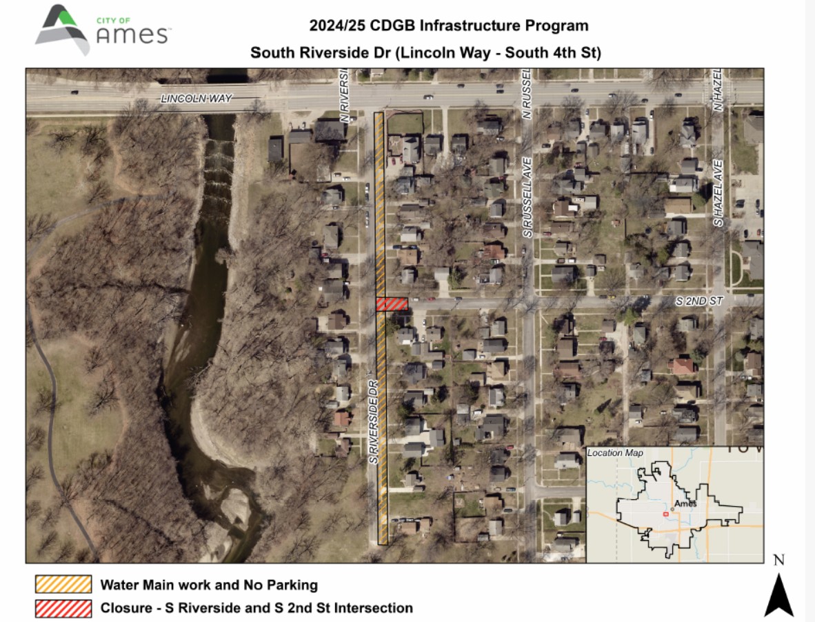 S Riverside Dr Construction Map
