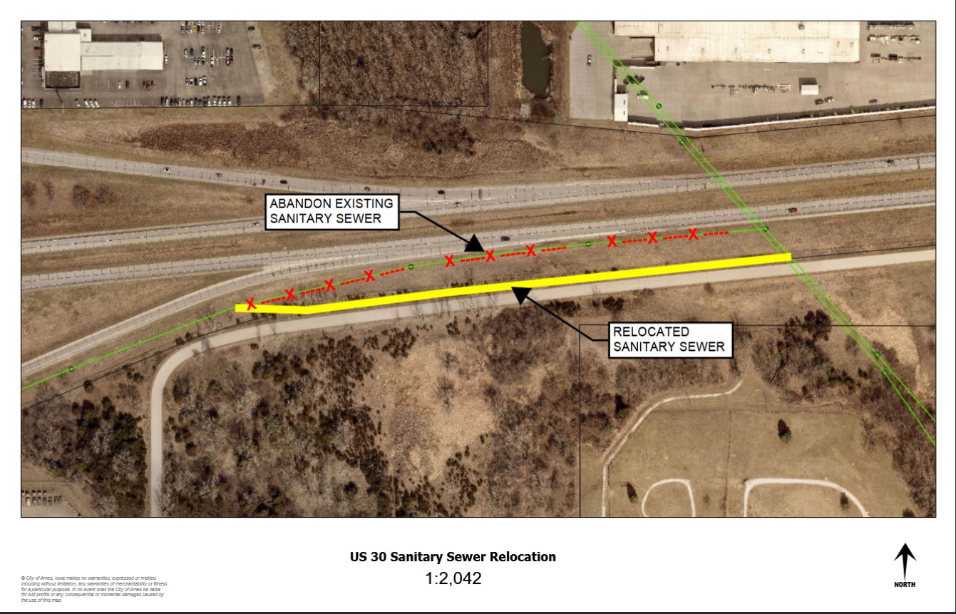 US Hwy 30 Sanitary Sewer Relocation Map